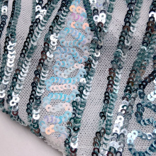 Ripple Polyester Knit Mesh Embroidery Sequin Fabric